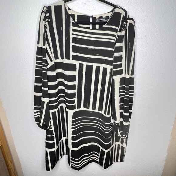 ELOQUII PUFF SLEEVE EASY TEE DRESS black and cream NWT SIZE 26 - Picture 4 of 12